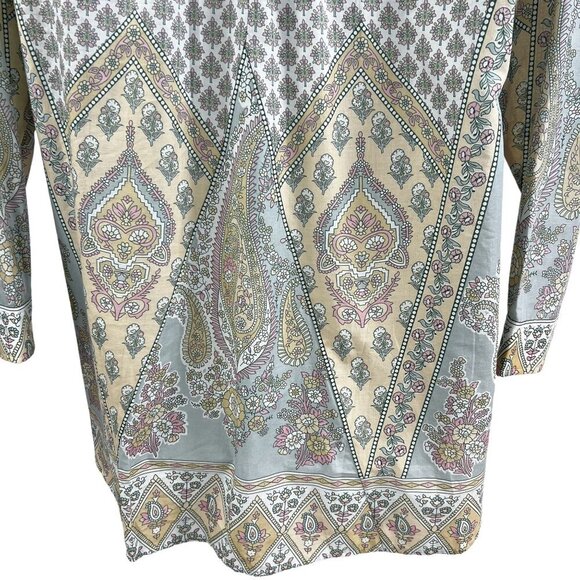 Soft Surroundings XL Womens Sky Blue Paisley Pleated Tabitha Tunic Boho Peasant - Picture 7 of 15